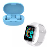 Combo Smartwatch D20 Y68 + Auricular Inalambrico A6s Celeste