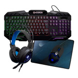 Kit Gamer 4x1 Teclado, Mouse, Headset E Pad Tpc-068k Hoopson Cor Do Teclado Preto