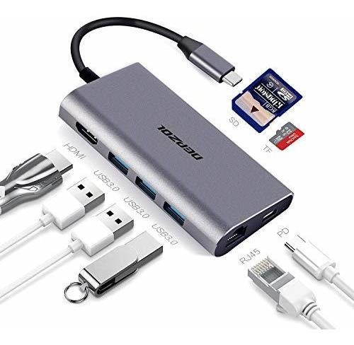 Depzol Usb C Hub, Adaptador Tipo C, Base 8 En 1 A Hdmi 4k, G