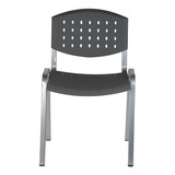 Silla Fija Oficina Apilable Plastica Caños En Gris Reforzada Color Gris Oscuro