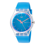 Swatch Men's Quartz Watch Con Correa De Silicona, Azul, 20 (