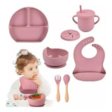 Kit Vajilla Alimentación Complementaria Bebes Niños Silicona