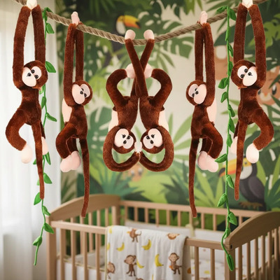Set 6 Monos De Peluche Colgantes 60cm Decoración Y Regalo Marrón Oscuro | Envío gratis