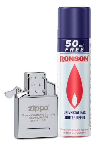 Pack Recarga Gas Butano 300 Ml + Inserto Zippo Doble Llama