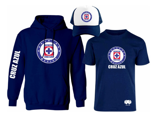 Kit Sudadera + Playera + Gorra Mod Cruz Azul Fc Liga Mx