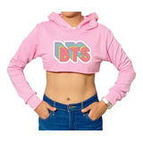 Sudadera Crop Top Corta Logo Bts 3d