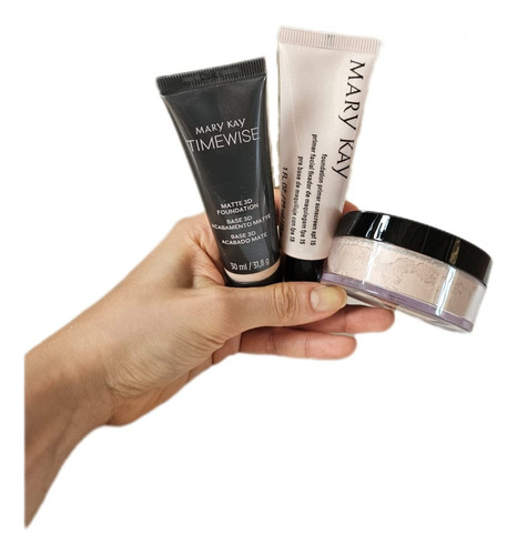 Kit Primer+ Base  Matte+ Pó Acabamento Acetinado Mary Kay 