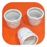 Set 3 Macetita De Talavera Poblana 6 Cm Blanco Mtg