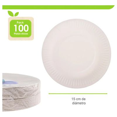 Platos De Cartón #3 Desechables 15 Cm Paquete Con 100 Piezas | MercadoLibre