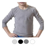 Camiseta Niños Algodón Forrada Polar - Talla 4 A 10 Colores