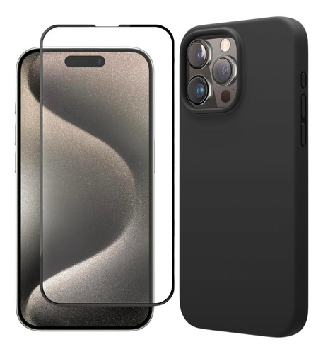 Forro Case Silicone + Vidrio Premium Para iPhone