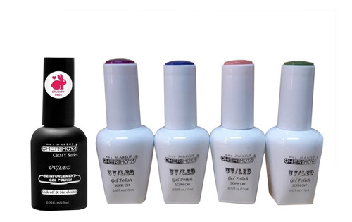 Base Kapping Gel Polish + 4 Esmaltes Semip. Cherimoya