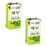 Kit 2 Baterias Recarregável 9 Volts Flex 9v Original 450mah