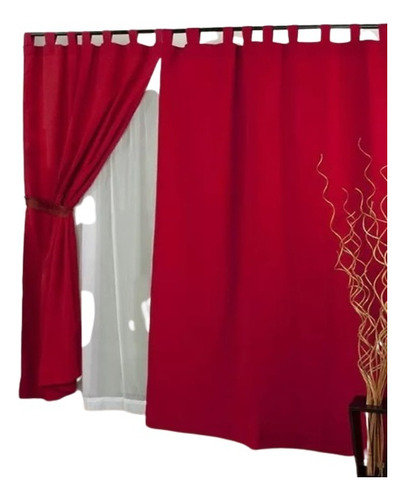 Cortinas Tela Rustica Doble Con Voile Variedad De Colores 