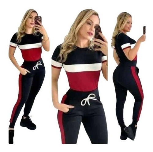 Conjunto Feminino Blusa Manga Curta E Calça Promoção