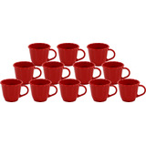 Jogo 12 Xícaras Vermelha Chá Café Cafezinho