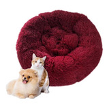 Cama Para Perro Pequeño Camita Con Felpa Antiestrés Cómoda Color Bordeaux / Rojo Fuerte