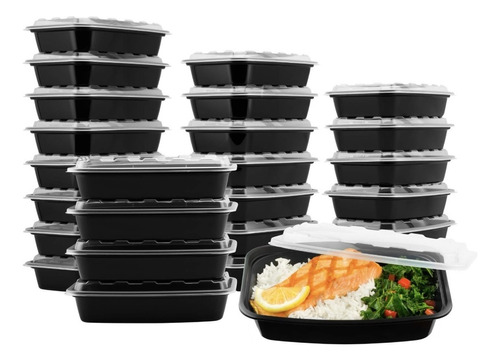 Recipientes Comida Pack 50pz Ecológico Reutilizable - Cukin Negro