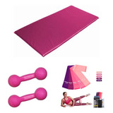 Kit Treino Academia Halter 1 Kg + Colchonete + Kit Theraband