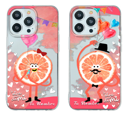 Funda Para iPhone De Parejas Media Naranja Con Nombre De Él