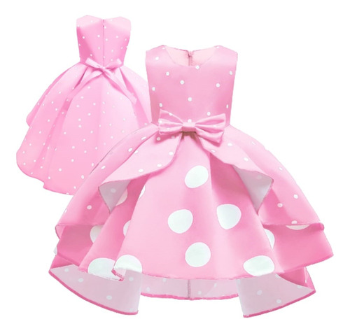 Vestido De Princesa Lunares Para Niña Talla 2 -12 Años Rt1