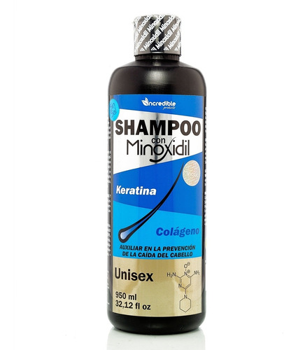 Shampoo Sin Sal Minoxidil Keratina Colageno Shampo 950 Ml