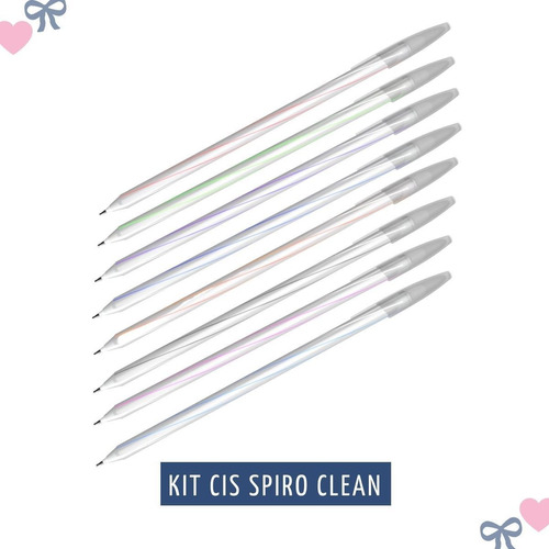 Kit Caneta Cis Spiro Clean Ponta Fina Colorida 8 Unidades