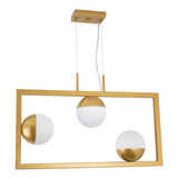 Lustre Pendente Jabuticaba Quadro Bola Dourado Fosco 124/pe