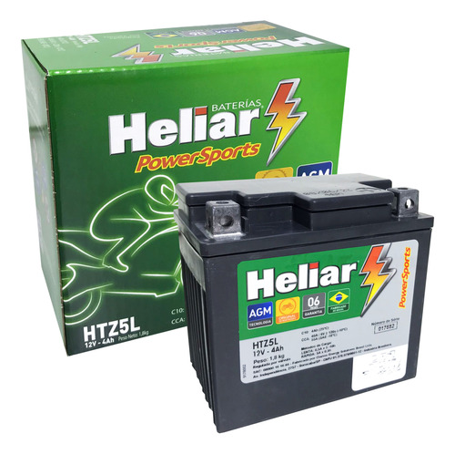 Bateria De Moto Heliar Htz5l 12v 4ah Cg125 150 Biz 100 125