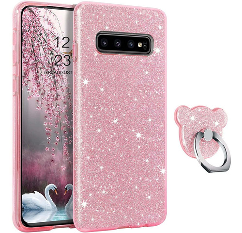 Funda Para Samsung Galaxy S10, Delgada/rosa/glitter