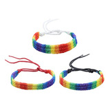 Conjunto De 3 Pulseras Arcoíris Ajustables Lgbt.