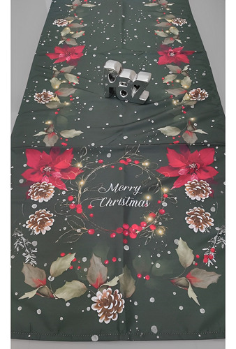 Caminho Trilho De Mesa Estampa Merry Christmas Natal 143x46