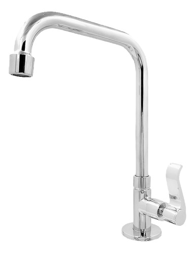 Torneira Cozinha 100% Metal Inox Reta Alta Bancada Mesa Pia