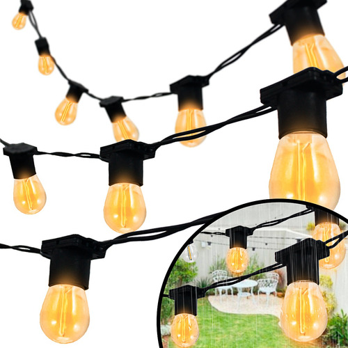 Varal De Luz Cordão 50m Lâmp Led2w Filamento Decoração Retro