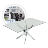 Mesa Insignia Living Comedor 160x90 Cm Vidrio Patas Cromadas