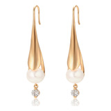 Aretes Oro 18k Lam Perla Swarovski Elegante Regalo Preciosos