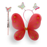13  Alas Mariposa Diadema Rojo Pastel Disfraz Hada Primavera