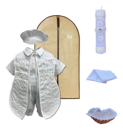 Kit Bautizo Niño Elegante Mas Kit Vela Y Sabana : Mod Lucas