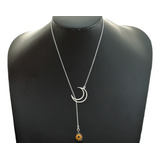 Collar Plata Ley 925 Luna Gota Girasol Encapsulado C751