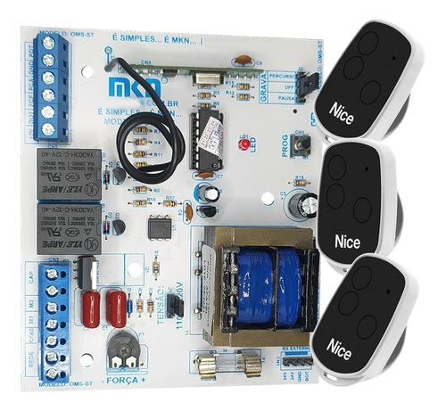 Placa Eletronica Oms Com 3 Tx Para Motor De Portão Omegasat