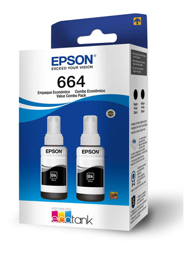 Tinta Epson 664 Pack 2 Unidades Color Negro T664120