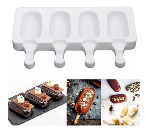 Molde De Silicona Palito Helado Freezer X4 Cavidades