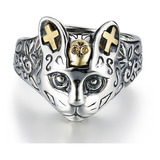 Anillo Jaguar Gato Plata 925 Ajustable