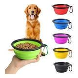 Bowl Plegable Para Mascotas Comida Agua Perro Color Rosa