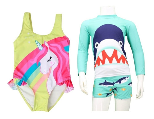 Traje De Baño Enterito Para Niño Y Niña Playa Piscina.