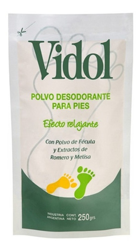 Vidol Polvo Pédico Para Pies Bolsa X250grs 