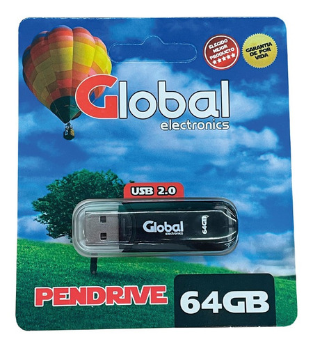 Memoria Usb Pendrive Global 64 Gb Usb 2.0 Flash Negro X3