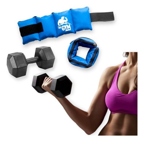 Kit Set Entrenamiento Par Mancuernas 3kg + Par Tobilleras 