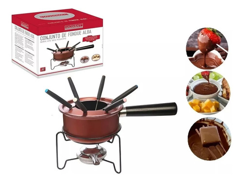 Kit Jogo Aparelho De Fondue Derretido Queijo Chocolate Quent