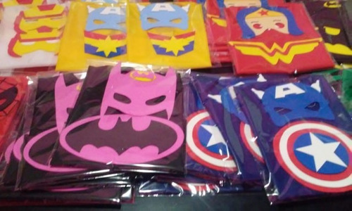 Capas + Antifaz Superheroes Souvenirs Cumpleaños